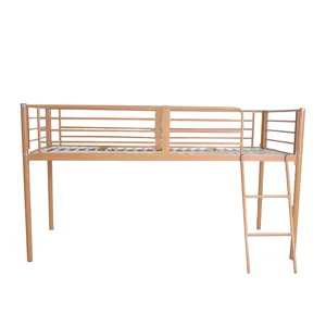 Desain baru Alas Bedak anak-anak logam tunggal bingkai tempat tidur kaki tinggi tempat tidur logam dengan tangga desain Modern