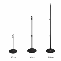 Support de microphone sur pied réglable en hauteur de 2,1 m, durable, avec design métallique rond, facile à utiliser pour caméra et studio sur site