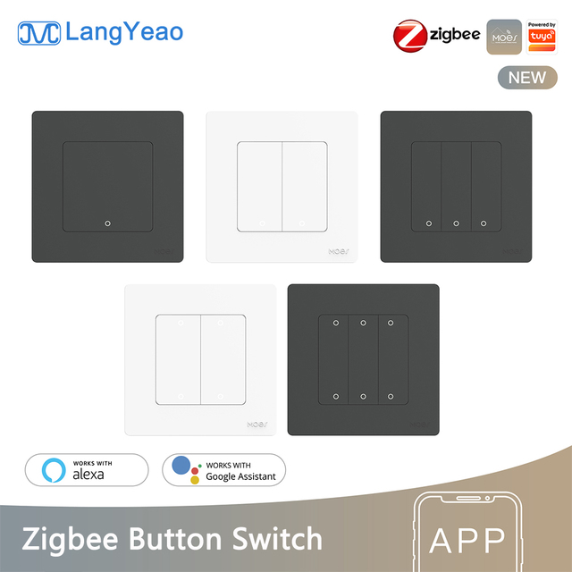 Moes Star Ring Smart Switch No Neutral Required, Zigbee Works with Alexa Google Home, Modular Scene Linkage Timer Share