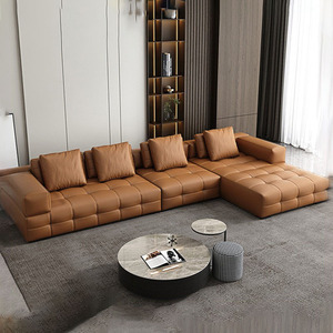 Canapé modulaire de luxe en cuir PU à motifs de briques GEDO 2026 pour salon - Product Image 1