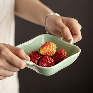 Ceramic Square Fruit Plate Double Eared Porcelain Dried Fruit Dish Tea Room Wedding Party <b>Snack</b> <b>Tray</b> - Product Image 3