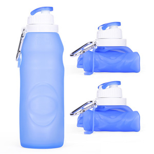 Bouteille d'eau pliable en silicone 550 ml, gobelet de voyage réutilisable, bleu transparent, violet, rouge - Product Image 2