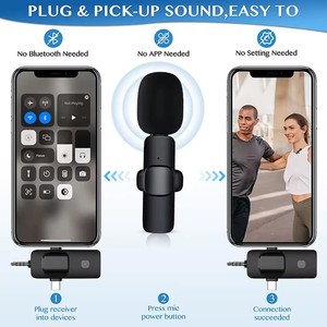 Microphones cravate pour diffusion en direct K15, <span class=keywords><strong>moins</strong></span> chers, microphone cravate 3 en 1 pour appareil multifonction, microphone sans fil - Product Image 6