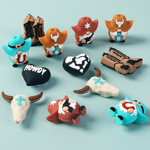 Nuevas Cuentas de Silicona 3D con Diseño de Vaquero del Oeste, Cuentas Creativas de Dibujos Animados para Niños, Abalorios para Manualidades, Joyería y Accesorios para la Dentición, Libres de BPA - Product Image 4