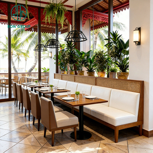 Juego de Mesa y Sillas de Ratán Blanco del Sudeste Asiático Moderno para Cafetería de Comida Rápida, Muebles de Asientos Tipo Sofá para <span class=keywords><strong>Restaurante</strong></span> - Product Image 1