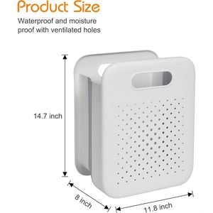 Custom <b>Mesh</b> <b>Plastic</b> Portable Double Tier Clothing Organizer Hamper for Bathroom with 2 Compartments - Product Image 2