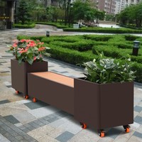 Pot de fleurs amovible en métal pour jardin avec jardinière à roulettes