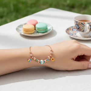 Enamel Design Sun and Flower <b>Charm</b> <b>Bracelet</b> Trendy Shaker Wholesale 925 Sterling <b>Silver</b> Handmade Jewelry Fine Jewellery - Product Image 3