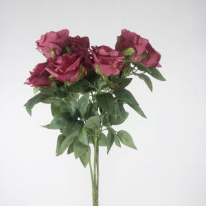 Vente en gros de F-0001 roses artificielles rouges et blanches faites à la main sept têtes <span class=keywords><strong>neuf</strong></span> têtes dix têtes fleurs de Noël réalistes - Product Image 2