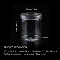 Conteneur alimentaire jetable en PET de 250 ml/310 ml/510 ml, pot à biscuits rond transparent avec couvercle, logo personnalisé pour l'emballage de bonbons