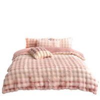 Ensemble de housse de couette en fausse fourrure de lapin double face à effet dégradé