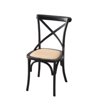 Chaise de salle à manger en bois massif à dossier croisé, empilable, élégante, pour hôtel, restaurant, mariage, banquet, fête, bar