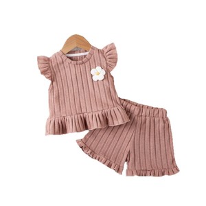 Conjunto de Ropa de Verano 2026 para Bebés Niñas, Top de Manga Corta con <span class=keywords><strong>Volantes</strong></span> y Pantalones Cortos, Tejido Suave - Product Image 5