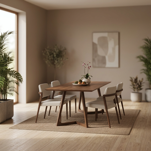 Juego de Comedor Moderno con Mesa Cuadrada de Teca y 4 Sillas Tapizadas, Estilo Escandinavo, Muebles para el Hogar, Diseño Estable - Product Image 3