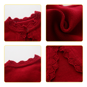Children Clothing <strong>Girl</strong> Solid Color Combed Cotton Jacquard <strong>Cardigan</strong> Sweater Long Sleeve Button Closure Outwear with Crescent Edge - Product Image 4