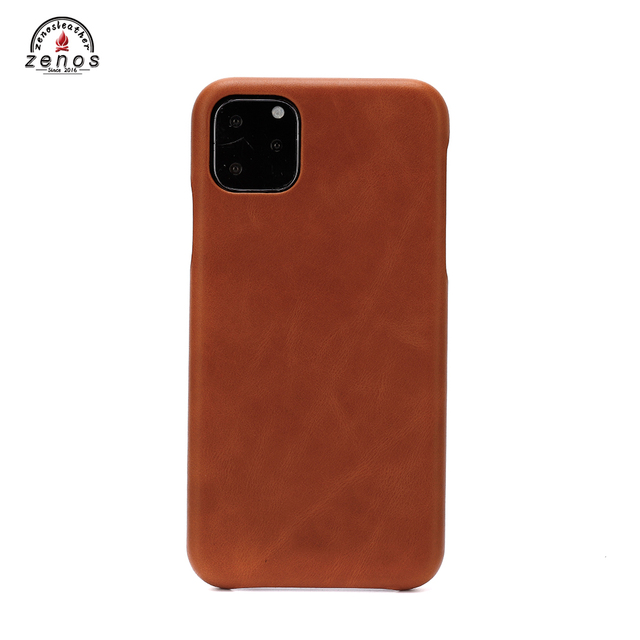 Zenos OEM ODM Factory Price Classic Book Pure Color Wax Oil Leather Full Cover Phone Case for iPhone 11 12 Handcrafted Leather