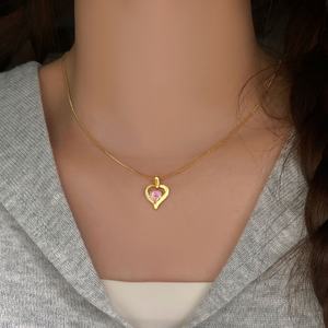 Pendentif Cœur Amour Éternel en Zirconium Plaqué Or 18K pour Femme - Product Image 5