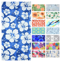 Serviette de plage de haute qualité, fond bleu, fleurs blanches, écologique, séchage rapide, sans sable, en microfibre