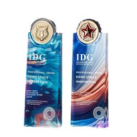 Trophée en cristal UV personnalisé, design laboratoire créatif, petite médaille étoile, cadeaux de bienvenue professionnels pour réunions annuelles, pour personnel et équipes de performance exceptionnelle