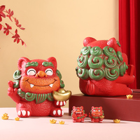 Statue de Lion Divin en Résine de 8,5 Pouces, Artisanat Traditionnel Chinois, Ornement Porte-Bonheur Feng Shui, Décoration pour Bureau et Étagère, Cadeau Traditionnel Chinois