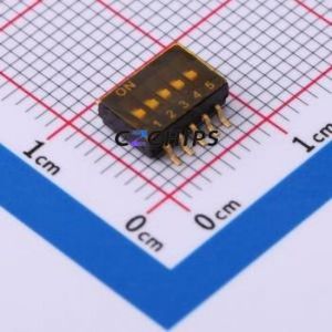 DSHP05TS-S DIP Switch SMD-10P,5.4x8mm Switch Flat Toggle, Groove Type Single Pole Single Throw 5 Gull Wing Type - Product Image 1