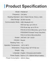 Lector de Sensor de Temperatura RFID de 134.2kHz, HDX FDX-B, Escáner de Microchip para Perros y Gatos, Escáner Portátil con Pantalla OLED, ABS, Escáner de Chips para Mascotas