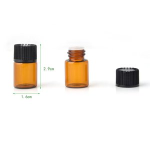 Amber <b>Empty</b> <b>Glass</b> Cylindrical Essential Oil <b>Bottle</b> with Silk Screen Printing VANTUR Brand Orifice Reducer - Product Image 2