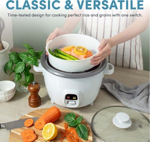 Mini-cuiseurs à riz électriques portables au meilleur prix avec cuves intérieures antiadhésives de qualité supérieure, tasse doseuse et spatule pour usage hôtelier et domestique - Product Image 3