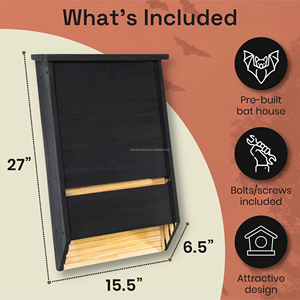 आउटडोर बड़ा ट्रिपल चैंबर पेंट तैयार बैट शेल्टर बैट बॉक्स आउटडोर के लिए बड़ा लकड़ी बैट हाउस किट - Product Image 2