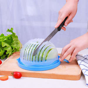 Kitchen Fruit Sand Cutter Cutting <b>Bowl</b> Mixing Salad <b>Bowl</b> <b>Plastic</b> Vegetable <b>Bowl</b> with Lid Thickened Divider - Product Image 2