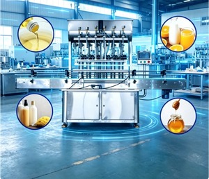 Machine de remplissage automatique de bouteilles en verre pour remplir des bouteilles d'huile de coco avec de l'huile d'olive - Product Image 1