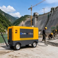 Kompresor Udara Diesel Sekrup Baru dengan Komponen Inti Mesin, Berat 2500kg, Garansi 1 Tahun, 380V, 16bar, Stasioner untuk Tambang