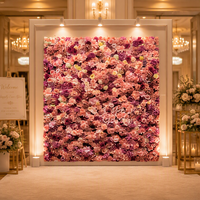Dekorasi Dinding Buatan Merah Muda Banyak Warna Bunga Hydrangea Eustoma Mawar Adegan Pernikahan Hotel Restoran Perusahaan Desain Salon Kecantikan