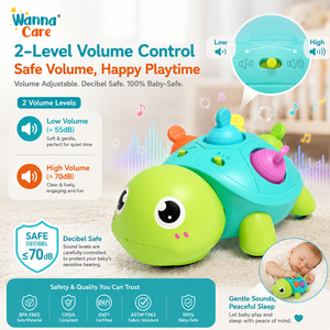 Jouet musical <span class=keywords><strong>tortue</strong></span> rampante Montessori en plastique avec bulles lumineuses, sons apaisants et divertissants, jouet éducatif sensoriel pour l'apprentissage - Product Image 4