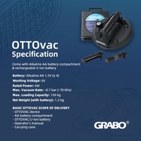 Ventouse de levage électrique automatique de 8 pouces pour surfaces lisses, marbre, granit, verre, bois, outils de vitrage Grabo OTTOvac