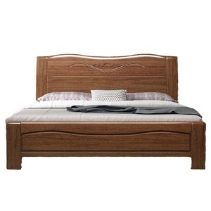 Современная кровать из массива сосны, не складная, размеры 1.2м/1.5м/1.8м, отделка под орех, для главной спальни - Product Image 3