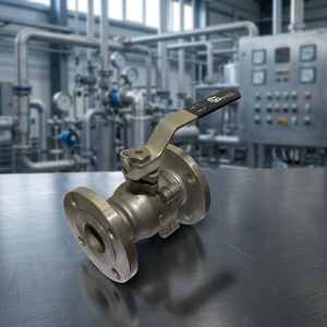 Vanne à boisseau sphérique industrielle en acier inoxydable à deux pièces avec bride, à commande manuelle, pour l'isolement des conduites d'eau, d'huile et de gaz - Product Image 2