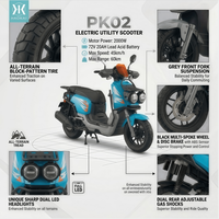 Scooter électrique élégant 72V 2000W pour adultes, 45 km/h, confortable, longue autonomie, idéal pour la ville, cyclomoteur électrique moderne pour les trajets quotidiens
