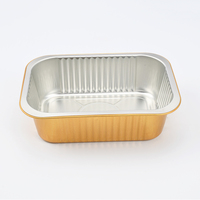 Barquettes rectangulaires jetables à parois lisses pour l'emballage alimentaire, en aluminium couleur or, 580 ml, 750 ml, 930 ml