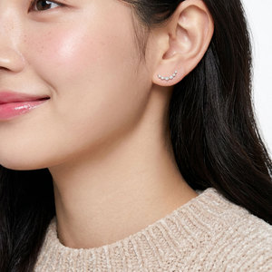 Joyería de la Serie Smile de Diseño Simple y Alta Calidad, Aretes de Diamantes Naturales Reales en Oro Blanco Sólido de 18K, Regalo para Chicas, Uso Diario - Product Image 3
