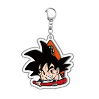 Porte-clés en acrylique transparent à impression double face, dessin animé Super Saiyan Son Goku