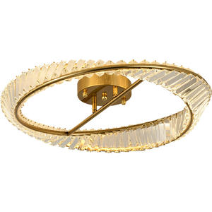 Lámpara LED de cristal de techo circular de anillo de lujo moderna, decoración para el hogar y la Oficina, candelabro montado en Base de Metal - Product Image 6