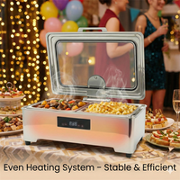304 Edelstahl Elektrischer Chafing Dish für Catering Doppelbehälter Buffet-Wärmer mit LED-Anzeige für Restaurant- und Hotelbedarf