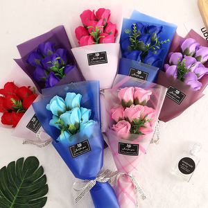 Cadeau de la Saint-Valentin Bouquet de roses roses Simulation de fleurs d'<span class=keywords><strong>oeillets</strong></span> Bouquet de fleurs pour la Saint-Valentin Cadeau de fête des mères pour Thanksgiving - Product Image 1