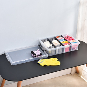 Transparent Lingerie Storage Box With Dividers For <b>Bras</b> Socks Underwear Organizer Rectangle Covered Compartments Standing Type - Product Image 2