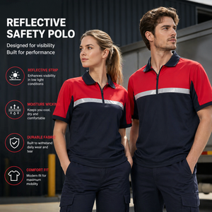 Custom Wholesale Hi Vis Safety <strong>Work</strong> Short Sleeve POLO Shirt Reflective Strip <strong>Construction</strong> Engineering Logistics <strong>Work</strong> <strong>Clothes</strong> EN - Product Image 2