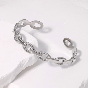 Gran oferta, brazalete de eslabones de cadena Unisex, pulsera de acero inoxidable chapada en oro, brazaletes para mujeres y hombres