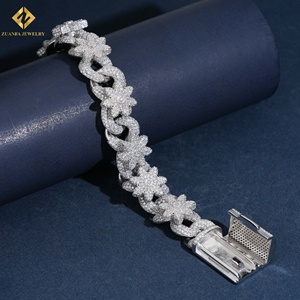 สร้อยข้อมือเงินแท้ 925 ชุบทองคำขาว ประดับเพชรโมอิสซาไนต์แบบไมโครเพฟ ดีไซน์ดอกไม้ สำหรับเป็นของขวัญ ขายส่งตามสั่ง - Product Image 3