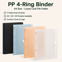 Classeur A4 personnalisé en PP à 4 anneaux, avec 11 pochettes et 20, 30 ou 40 feuilles mobiles, pour présentation et organisation de documents