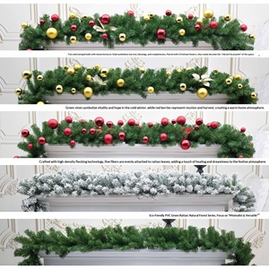Guirlande de Noël floquée en gros, décoration flocon de neige en rotin pour hôtel, centre commercial, décoration festive intérieure - Product Image 2